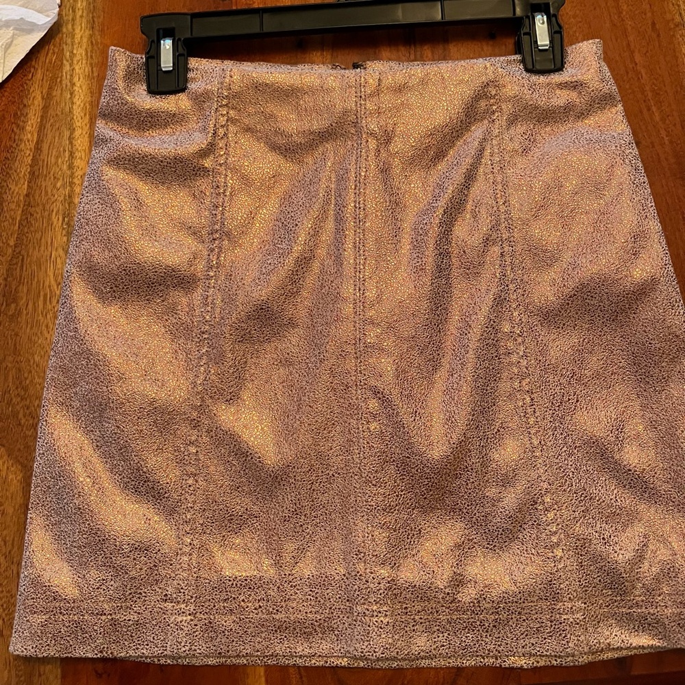Free People Shimmering Copper Bling Mini Skirt